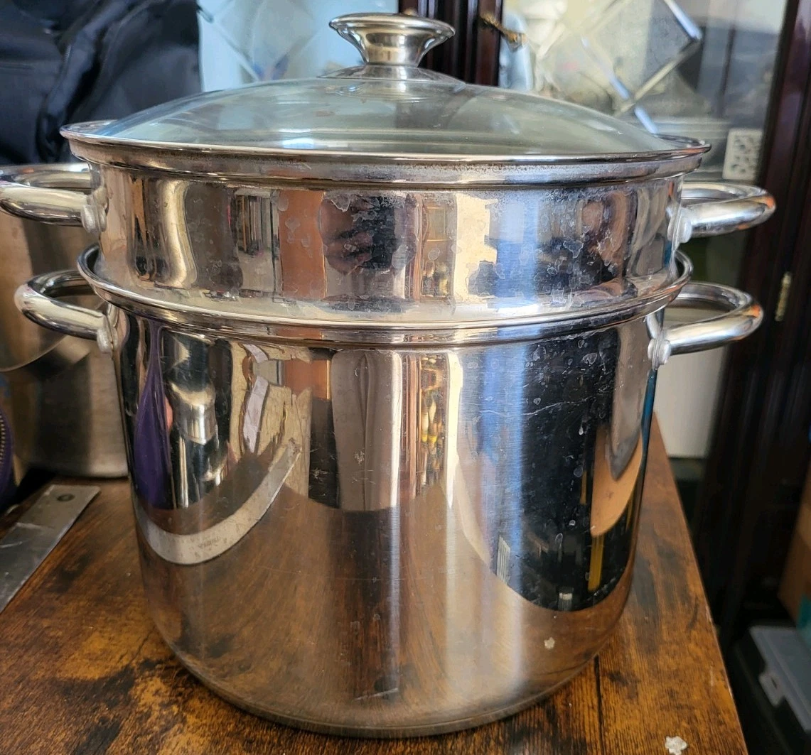 Chefmate 2 Apply Stainless Steel Pasta Stockpot With Lid 8 Quart 3 Pcs