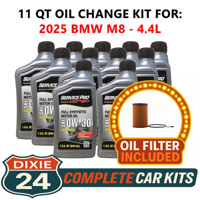 Fits: 2025 BMW M8 4.4L 6,000 Mile Synthetic Oil & Filter Kit (0W-30)