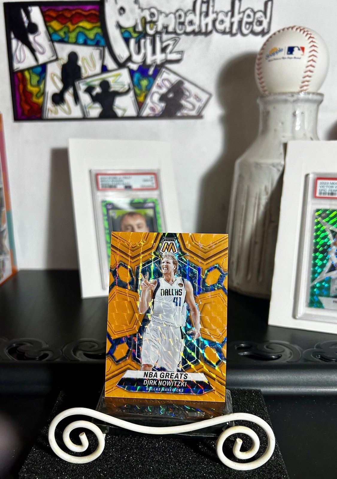 2023-24 Panini Mosaic NUMBERED /25-Dirk Nowitzki #298 Orange Fluorescent