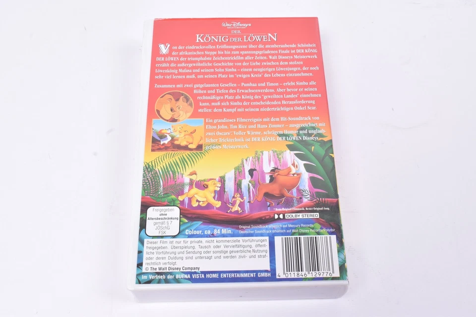 Walt Disney Der König der Löwen - VHS Videokassette - Zeichentrick Klassiker - Bild 2 von 2