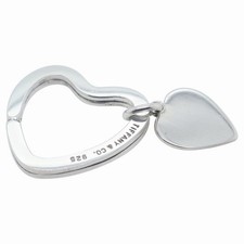 Tiffany  Co. Double heart 925 Sterling Silver Key Chain Initial D Engraved