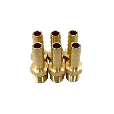 6 PCS 5/16 Barb x 1/4 Male NPT Brass Fittings, Air Compressor, Fuel, Gas