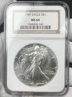 1987-P $1 American Silver Eagle 1 oz .999 Fine NGC MS69 Coin