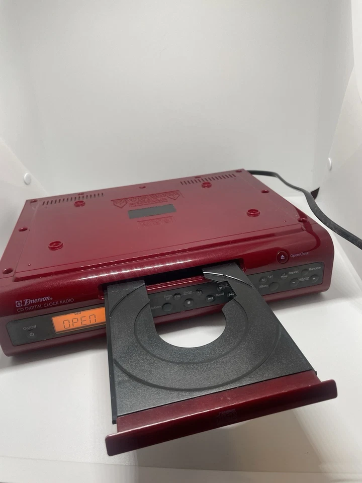 Emerson Under Cabinet CD Stereo Clock Radio Red CKD1612 Tested No Remote - Image 3 of 4