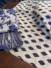 7 PC FULL BED Navy Blue Gray Fitted Flat Full Sheets 2 PC BEDSKIRT  2 SHAMS SET