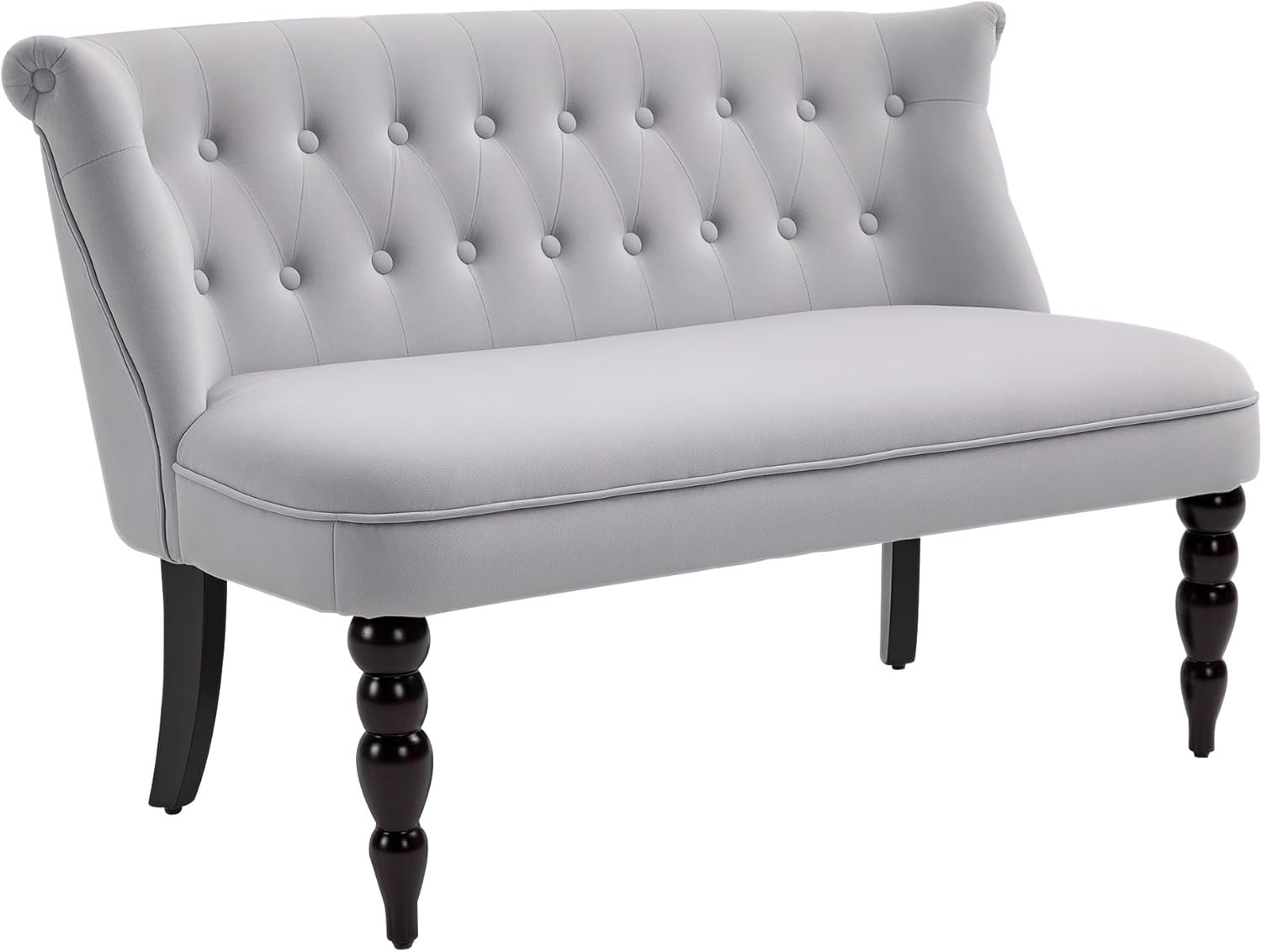 HOMCOM Loveseat with Wood Frame, Compact 2 Seater Sofa, Button Tufted Chaise