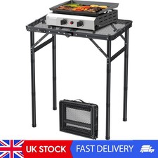 Portable BBQ Table For Outside, 3 Height Adjustable Folding Grill Table,