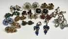 Vintage Colored Rhinestone Earrings - Lot of 15 Pair