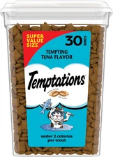 Temptations Classic Crunchy and Soft Cat Treats Tempting Tuna Flavor, 30 Oz. Tub