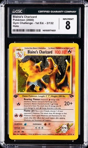 Vintage Pokemon Blaine's Charizard 1st Edition Holo Gym Challenge NM-MINT CGC 8!