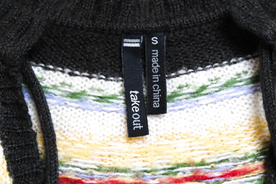 Suéter Pullover Para Mujer Pequeño Gris Manga Larga Patrón Cuello para Take Out Foto 3 de 4