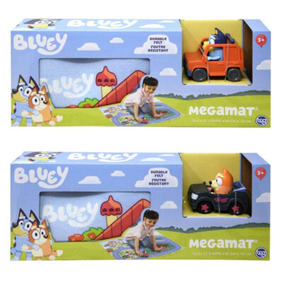(SET 2) Bluey & Bingo Megamat for Cars Felt Mat Race Track Ground Play Rug