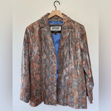 New** Pelle Studio Wilson Snakeskin Print Leather Jacket Size Xl