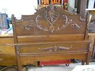 Antique oak full size Bed quite ornate with both head and foot boards - Vg
