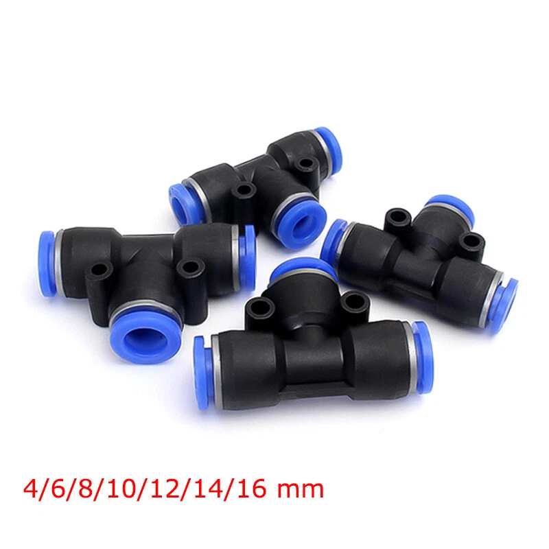 Union Tee Equal Connector Pneumatic Push-In Fitting for Air Sizes 4/6/8/10-16mm - image 2 of 4