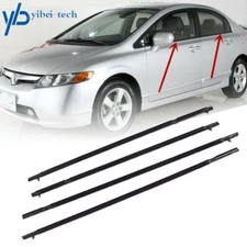For 2006-2011 Honda Civic Car 4pcs Weather Strip Window Moulding Trim Seal Belt