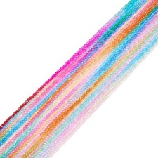 20 Strands Faceted Rondelle 20 Colors Transparent Glass Beads Strand 3mm 15"