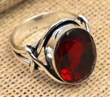Beautiful Red Garnet Gemstone Handmade 925 Solid Sterling Silver Jewelry Ring