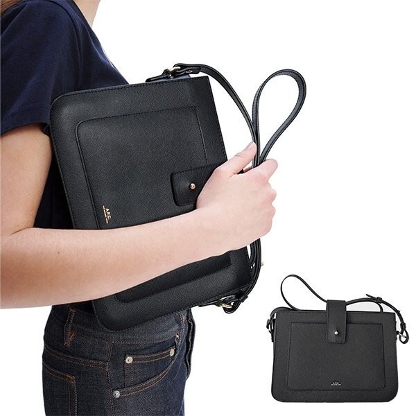 A.P.C. Albane Saffiano Shoulder Bag / PXBJQ-F61172 / Black LZZ | eBay