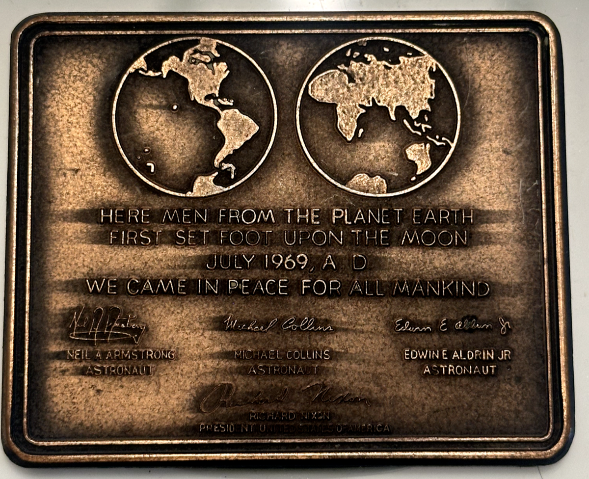Apollo 11 Plaque Left On Moon And Rocks