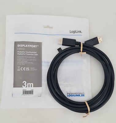 LogiLink DisplayPort Anschlusskabel DisplayPort 1.4 Stecker  3.00mSchwarz CV0121