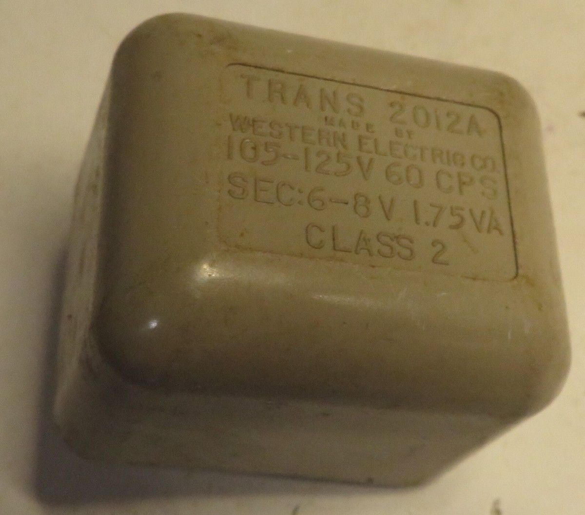 Vintage Western Electric Trans 2012A 105-125V 60CPS Class 2 6-8V