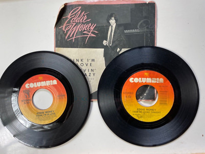 2 Eddie Money 45's Think I'm In Love & Take Me Home Tonight Columbia