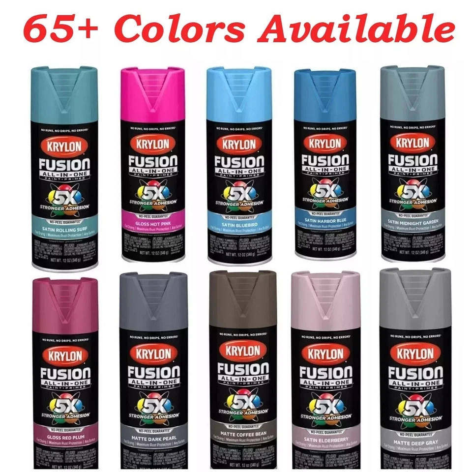 Krylon Fusion All In One Spray Paint 5x stornger 12 Oz, 65+ Colors (Choose your)