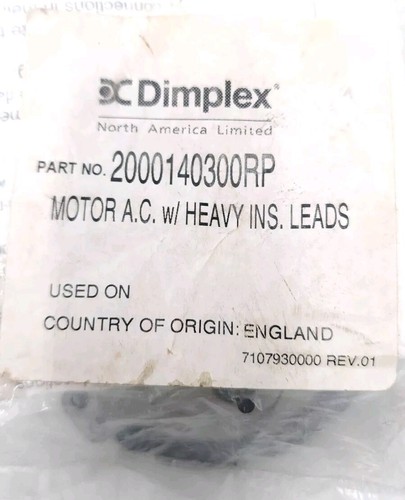 Dimplex Fireplace Electric Motor 200140300-RP Motor A.C. w/ Heavy Ins ...