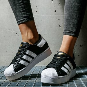 ADIDAS ORIGINALS SUPERSTAR BOLD FV3335 BLACK LEATHER SNEAKERS WOMEN'S UP  SHOES | eBay