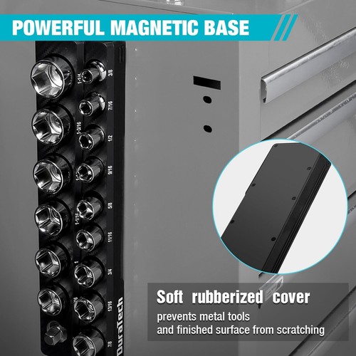DURATECH Magnetic Socket Organizer 1/2" Drive SAE Socket Holder Socket Tray Cart - Picture 7 of 12