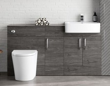 1500mm Combined Square Charcoal Elm Vanity Unit Toilet Sink floor standing