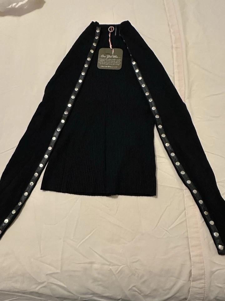 Nuevo con etiquetas Top tejido acanalado negro One Girl Who para mujer talla grande Foto 2 de 2