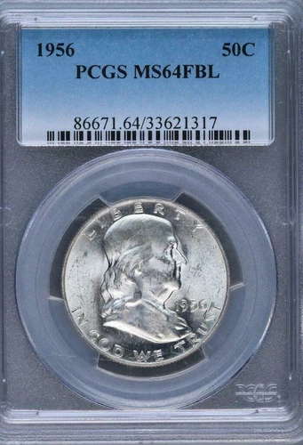 1956 FRANKLIN HALF DOLLAR PCGS MS-64 FBL