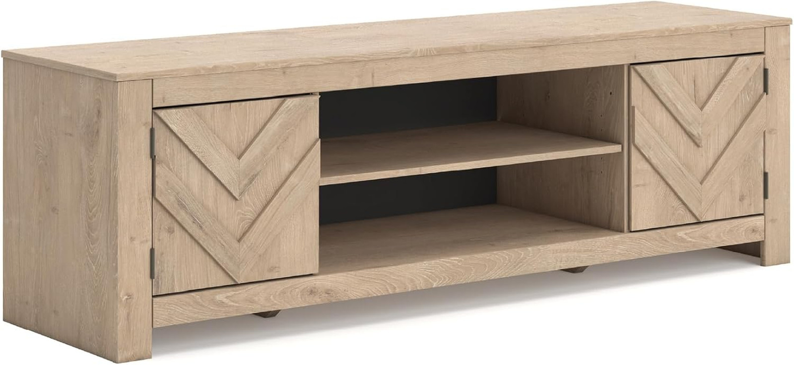 For Tvs Up To 81", Light Brown, 2 Cabinets & Shelves