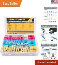 260PCS Heat Shrink Wire Connectors - Marine Grade AWG 26-10 Tinned Red Copper...