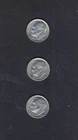 THREE ROOSEVELT DIMES 1964 D L--24
