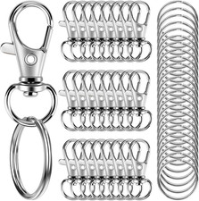 50PCS Metal Lobster Claw Clasp with Key Rings, 25PCS Keychains Clips Hooks and 2