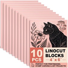 Rubber Linoleum Blocks for Printmaking 10Pcs 4" x 6" Stamp Carving Kit