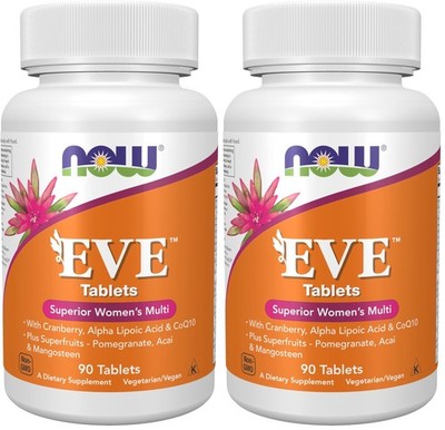 NOW Eve Women's Multivitamin w/ Cranberry, ALA, CoQ10, Superfruits - 90 Tabs