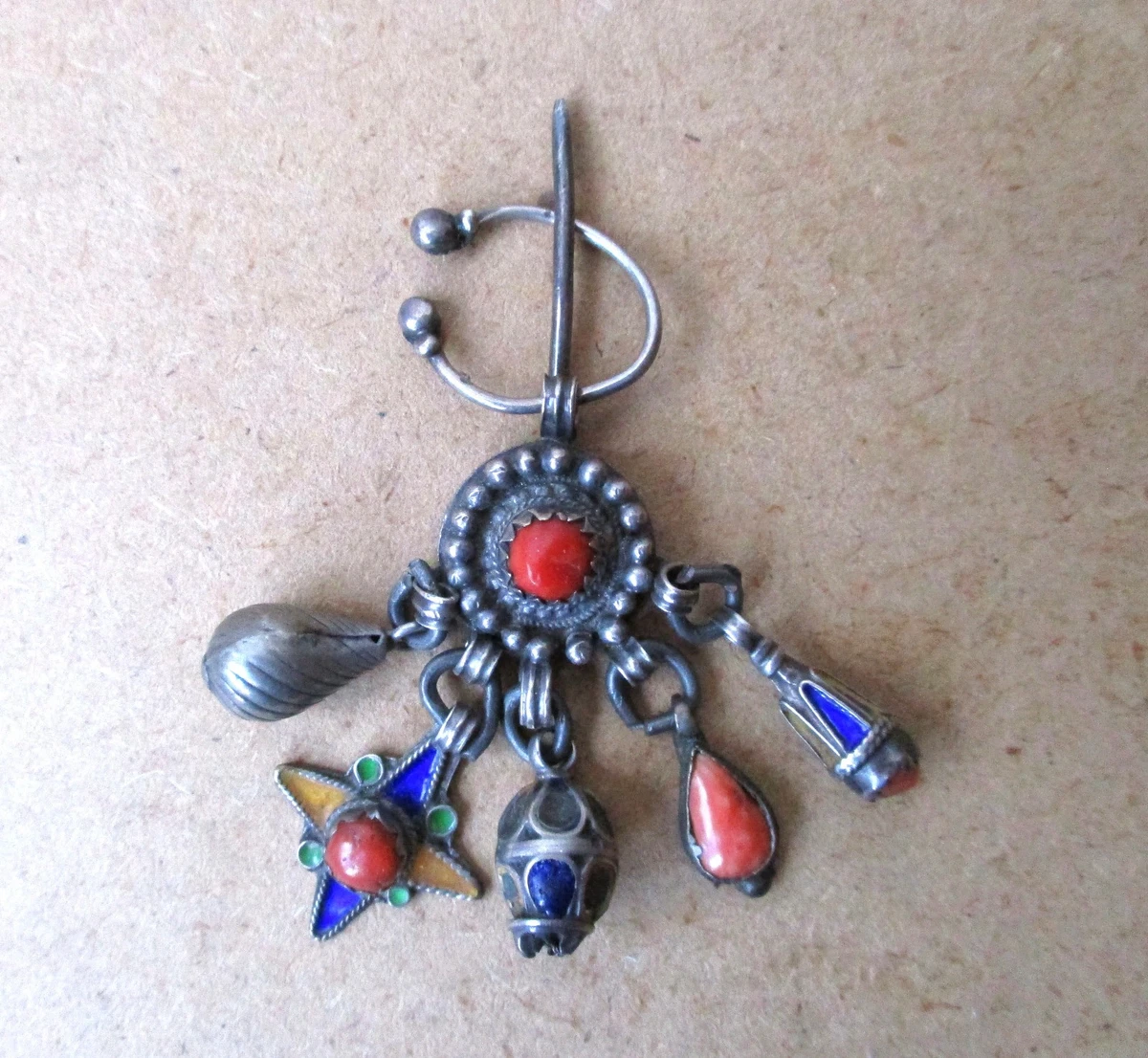 Broche Berbère Vintage Années 1920-1930 - Métal Argenté - Bijou Ethnique Ancien