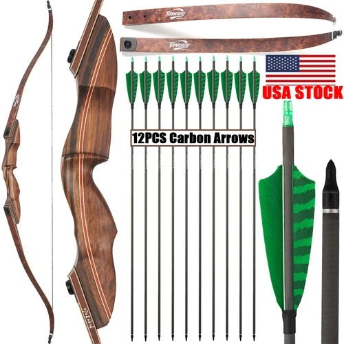 60" Archery Takedown Recurve Bow 25-60lbs Right Hand Bow Hunting Shooting Target