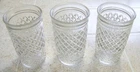 Three Vintage Clear Quilted Diamond Pattern  Anchor Hocking Juice Glasses