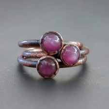 Handcrafted Copper Pink Sapphire Ring For Self Love Everyday Wear