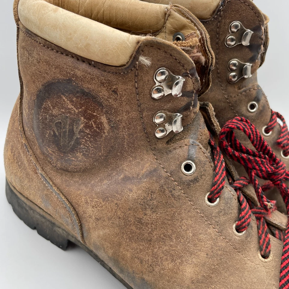 VTG Vasque Boots Men Brown 11 Mountaineering Leather Split Cowhide Italy Vibram - Image 4 of 4