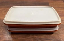 Tupperware Deli Meat Cheese Keeper Container #816 Paprika Red & Lid Set Of 2