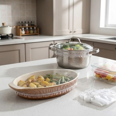 100 Pcs Disposable Elastic Food Storage Covers Stretch Fresh Keeping Bags