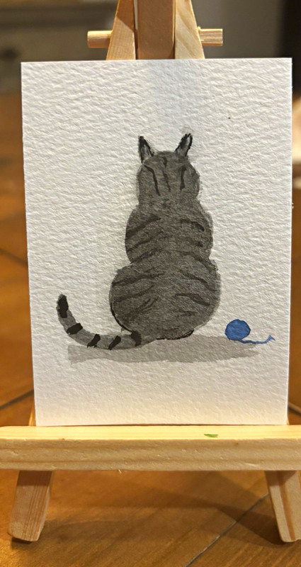 “Sweet Tabby” OOAK ACEO Original Watercolor Cat Painting Tiny Tales Series #1