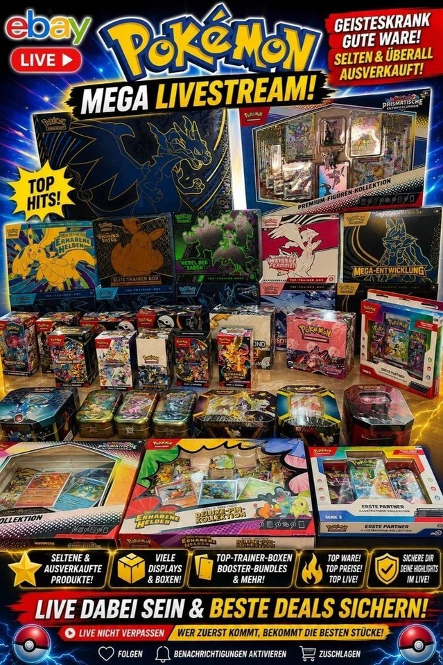 🔥 POKÉMON MEGA LIVE: Selten & ausverkauft! Base Set, Prismatic & mehr