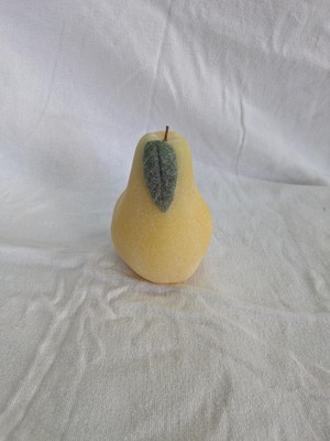 NWT Decorative Yellow Pear with Green Leaf Sugared Pear Figural Candle 